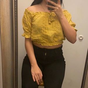 A yellow crop top